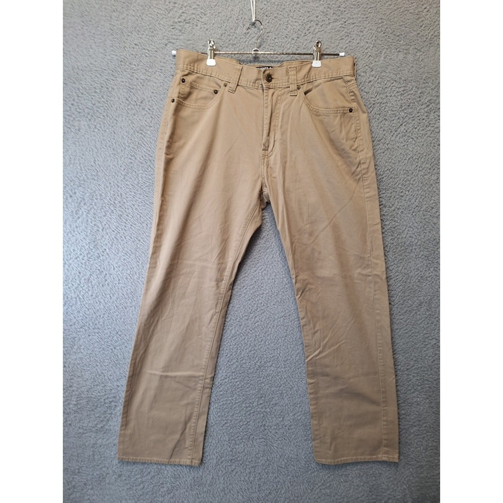 Kirkland Signature Chino Pants Mens 34x30 (Fits 34x29) Brown Straight Leg Preppy